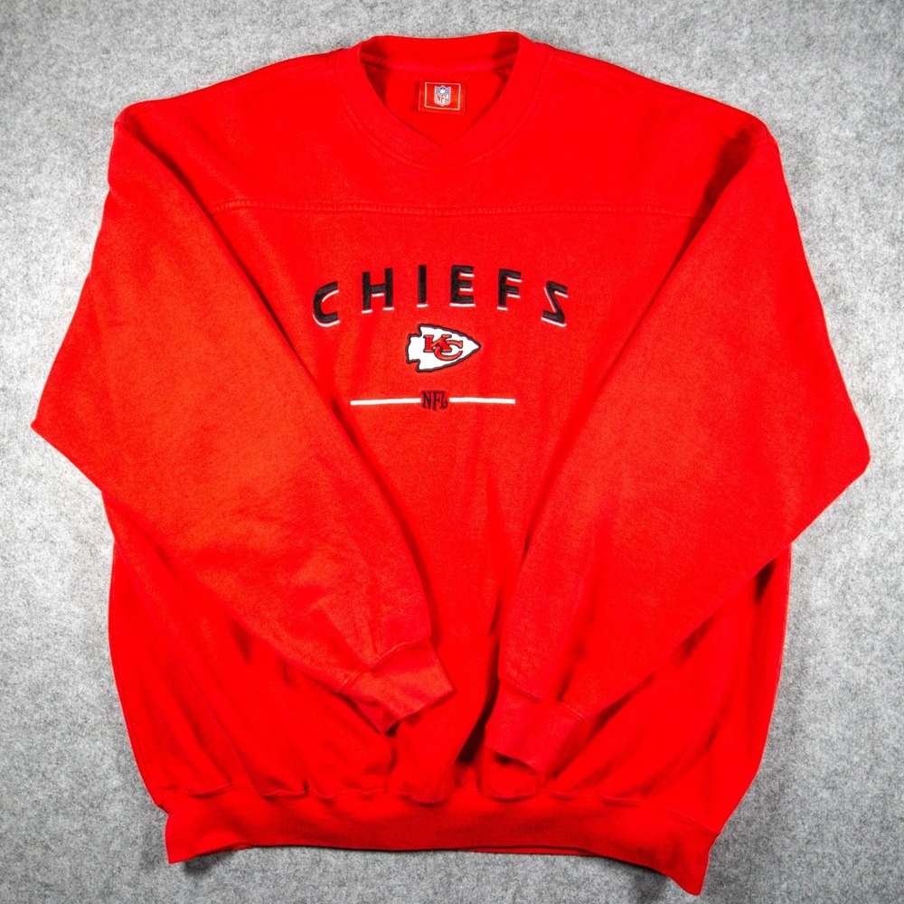 Vtg 90s Kansas City Chiefs Embroidered Logo Athletic Crewneck Sweatshirt Red XL